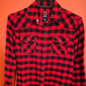 Iron Fist Small red checked flannel Sugar Skull shirt